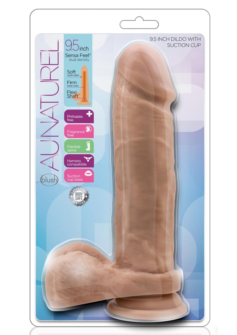 Au Naturel Dildo With Suction Cup 9.5In - Caramel