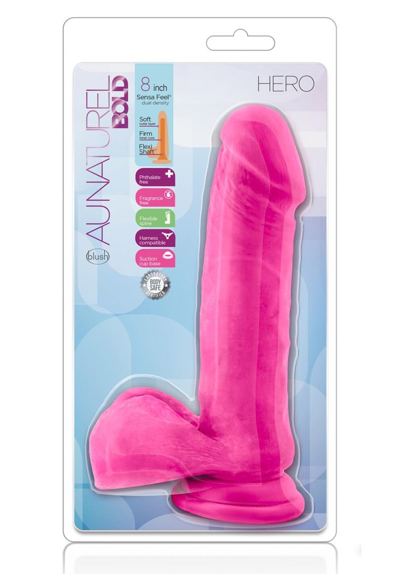 Au Naturel Bold Hero Dildo With Suction Cup 8In - Pink