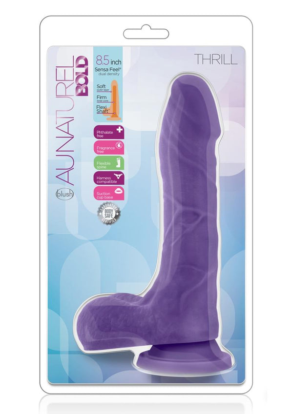 Au Naturel Bold Thrill Dildo With Suction Cup 8.5in - Purple
