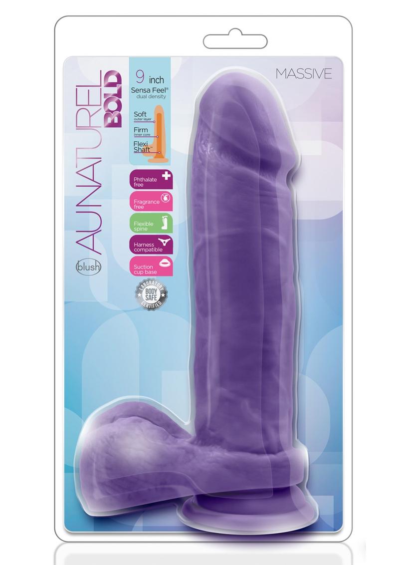 Au Naturel Bold Massive Dildo With Suction Cup 9in - Purple
