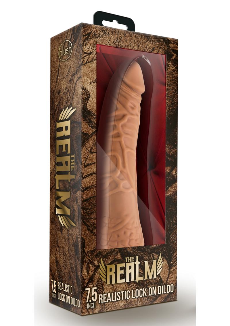 The Realm Realistic Lock On Silicone Dildo 7.5In - Caramel