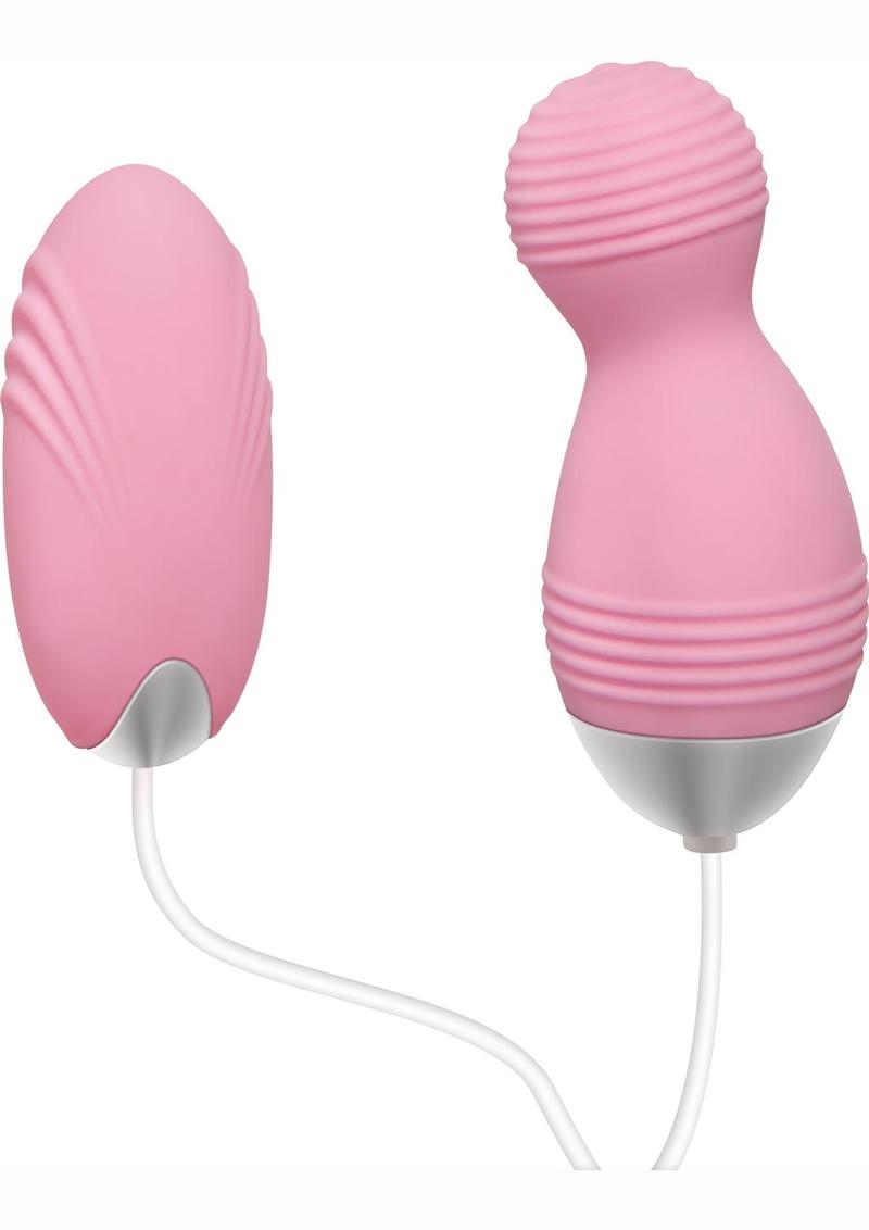 Adam & Eve Double Play Bullets Dual Vibrating With Wired Remote Pink 3.75 Inches