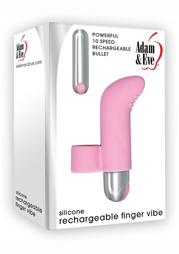 Adam & Eve Silicone Usb Rechargeable Finger Vibe Waterproof Pink 3.39 Inches