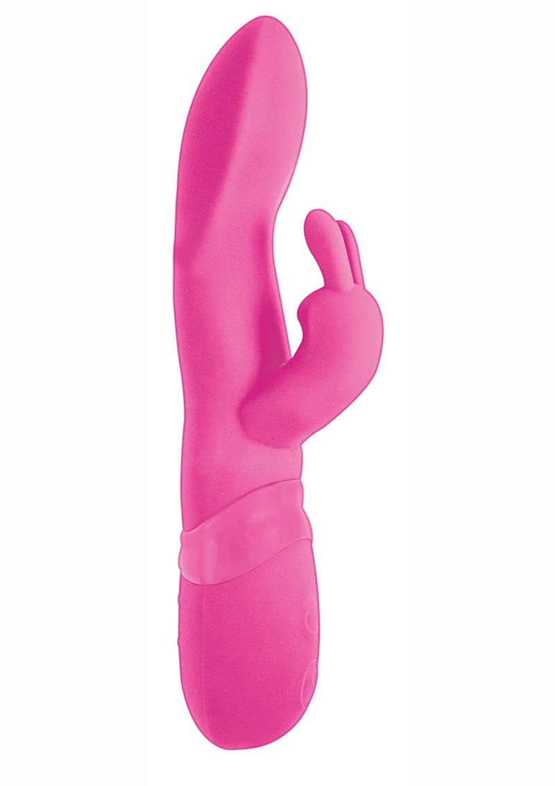 Vibes Of New York  Contoured Rabbit Massager 7 Functions Dual Motors Usb Rechargeable Waterproof  Pink
