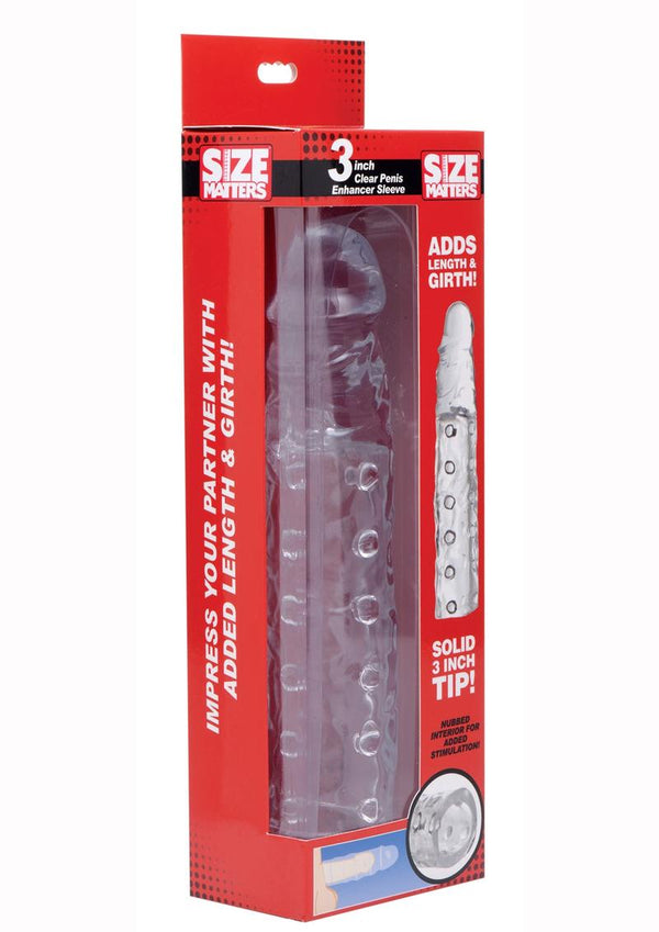 Size Matters 3 Inch Penis Enhancer Sleeve Clear 8.5 Inches