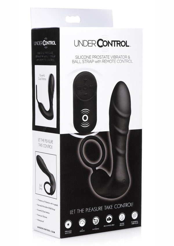 Under Control Rechargeable Silicone Prostate Vibrator and Cock Strap with Remote Control