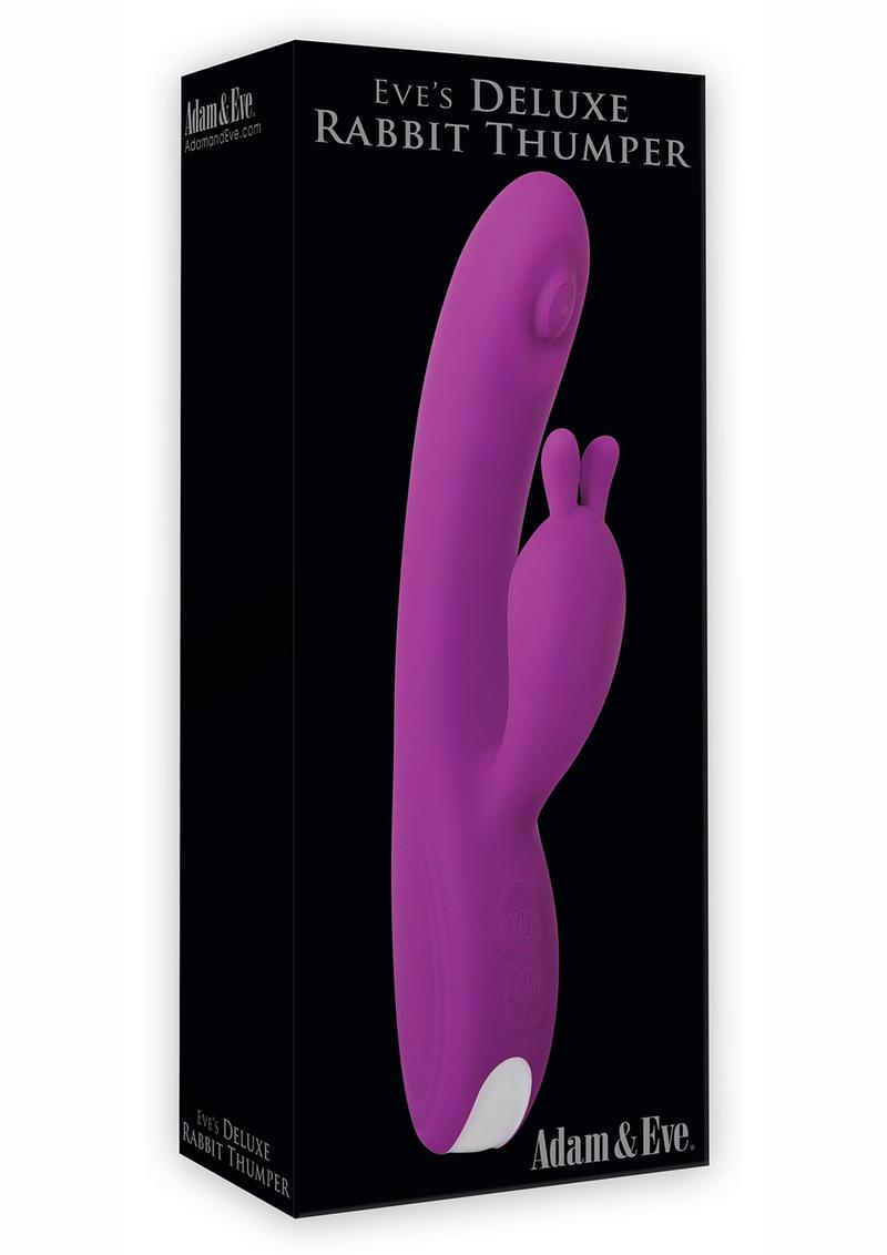 Adam & Eve Eve'S Deluxe Rabbit Thumper Silicone Usb Rechargeable Dual Vibe Waterproof Purple 9 Inches