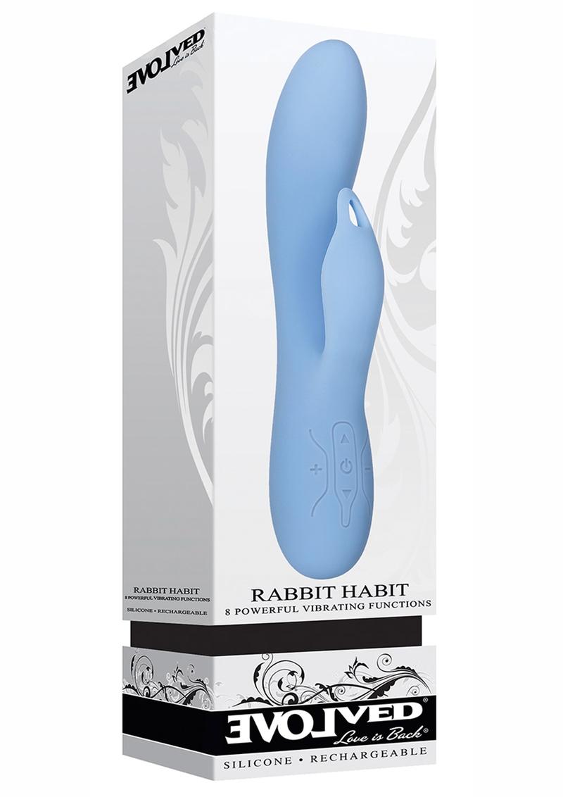 Rabbit Habit Rechargeable Silicone Vibrator With Duo Motors - Blue