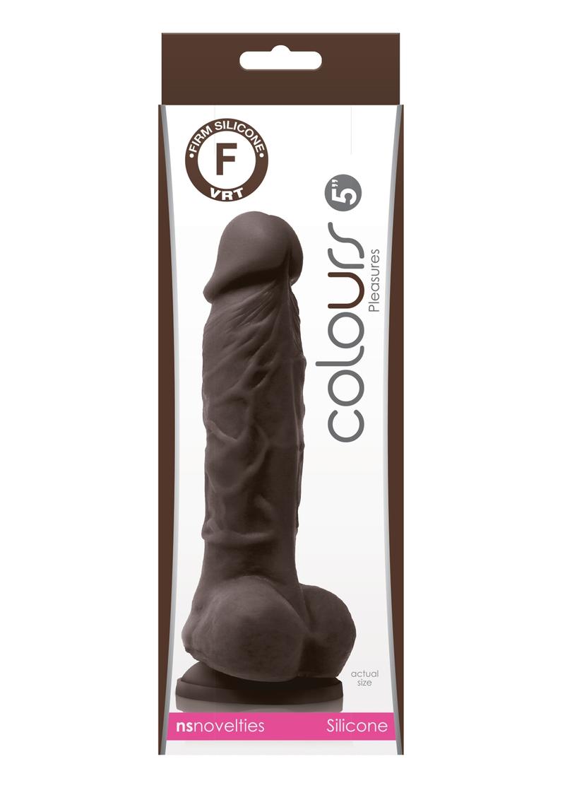 Colours Pleasures 5In Silicone Suction Cup Dildo With Balls - Chocolate