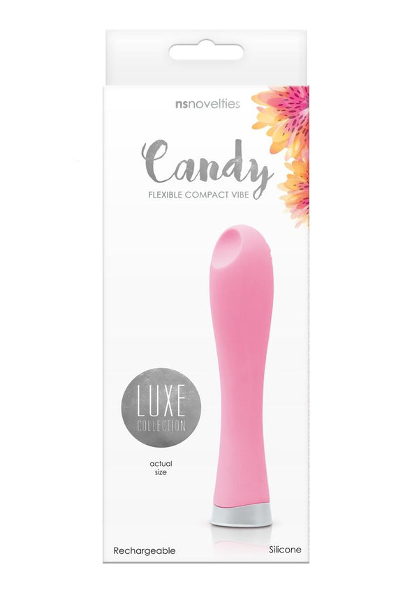 Luxe Collection Candy Silicone Rechargeable Flexible Compact Vibrator Waterproof Pink 4.72 Inch