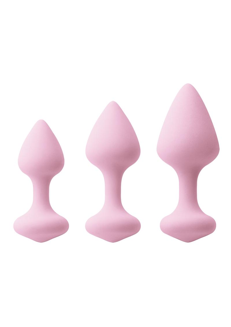 INYA Triple Kiss Trainer Kit Silicone Tapered Non-Vibrating Anal Plugs Pink