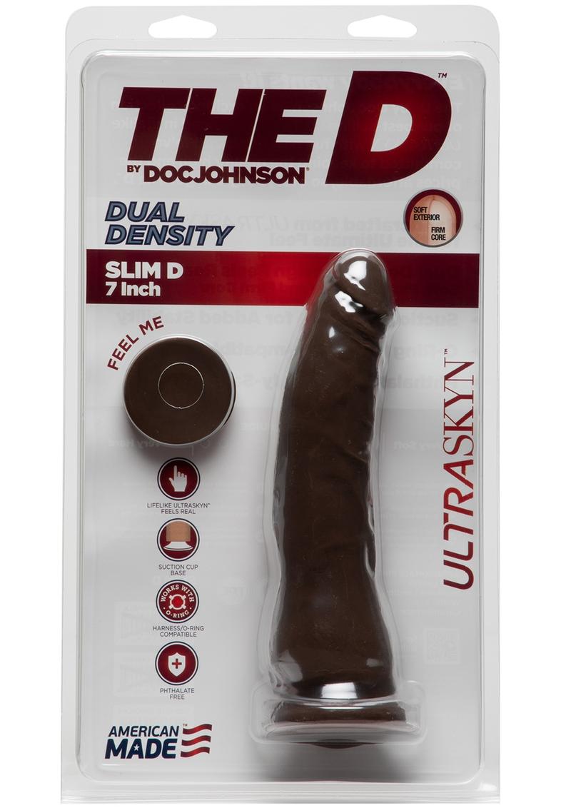 The D Thin D Ultraskyn Dildo 7in - Chocolate
