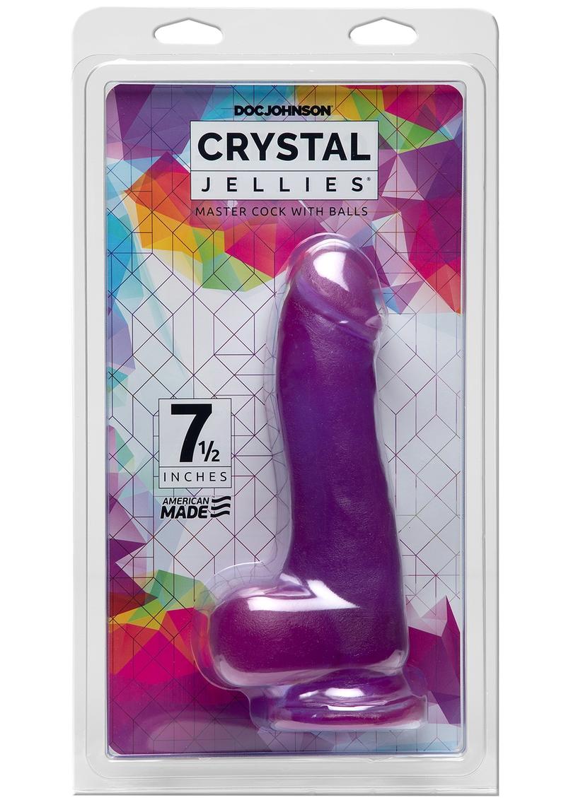 Crystal Jellies Master Dildo with Balls 7.5in - Purple