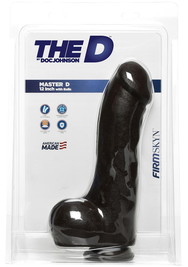 The D Master D Firmskyn Dildo with Balls 12in - Chocolate