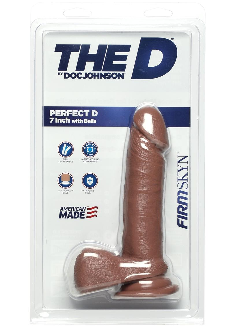 The D Perfect D Firmskyn Dildo with Balls 7in - Caramel