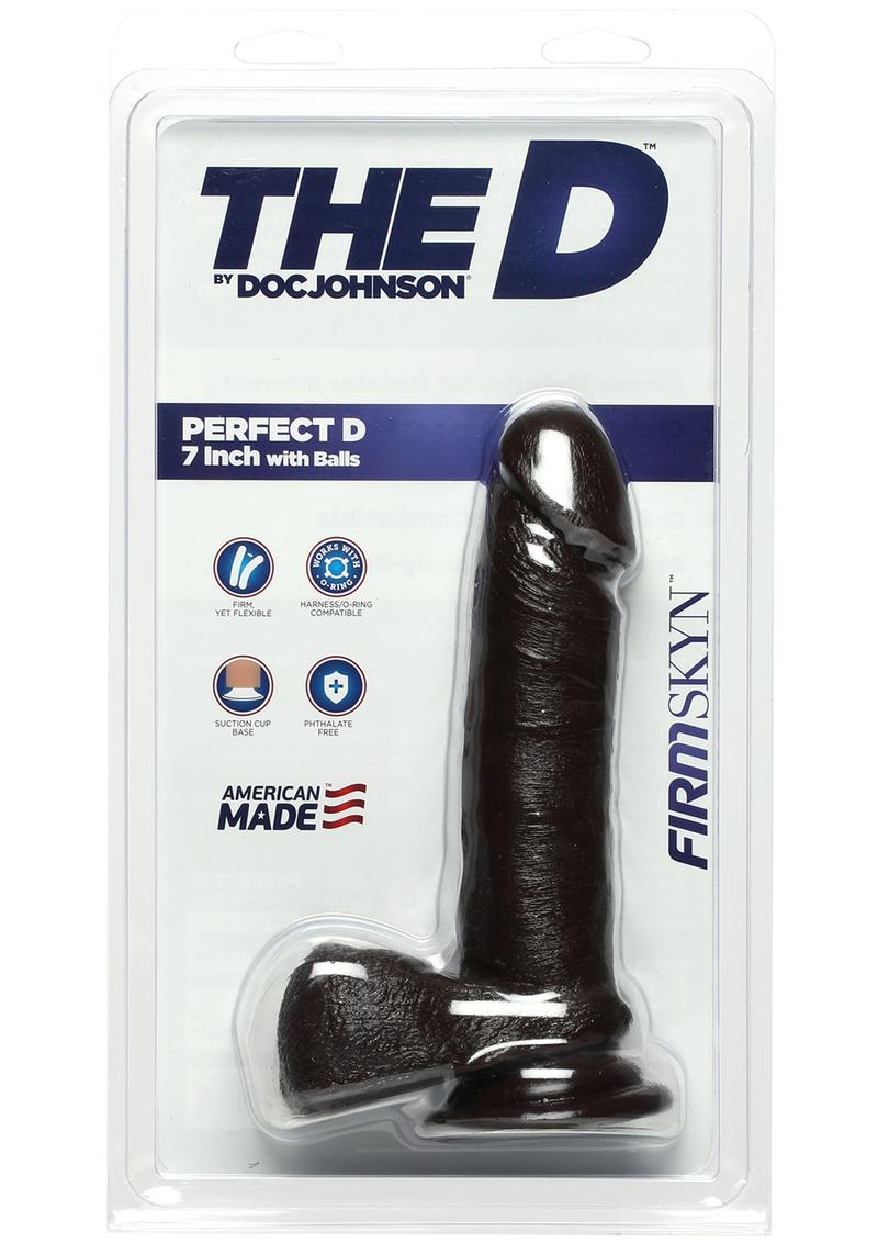 The D Perfect D Firmskyn Dildo with Balls 7in - Chocolate