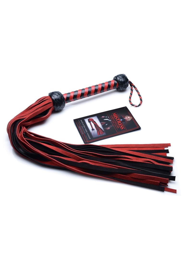 Mis Black And Red Suede Flogger Whip Bondage