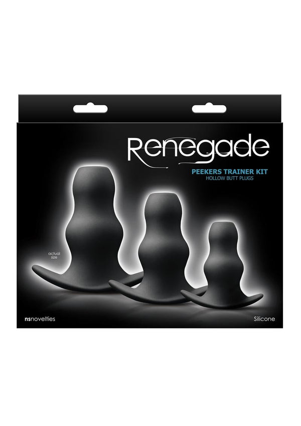 Renegade Peeker Trainer Kit Silicone Hollow Butt Plugs - Black