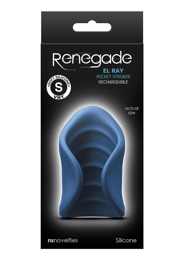 Renegade El Ray Pocket Stroker Silicone Rechargeable Vibrating - Blue