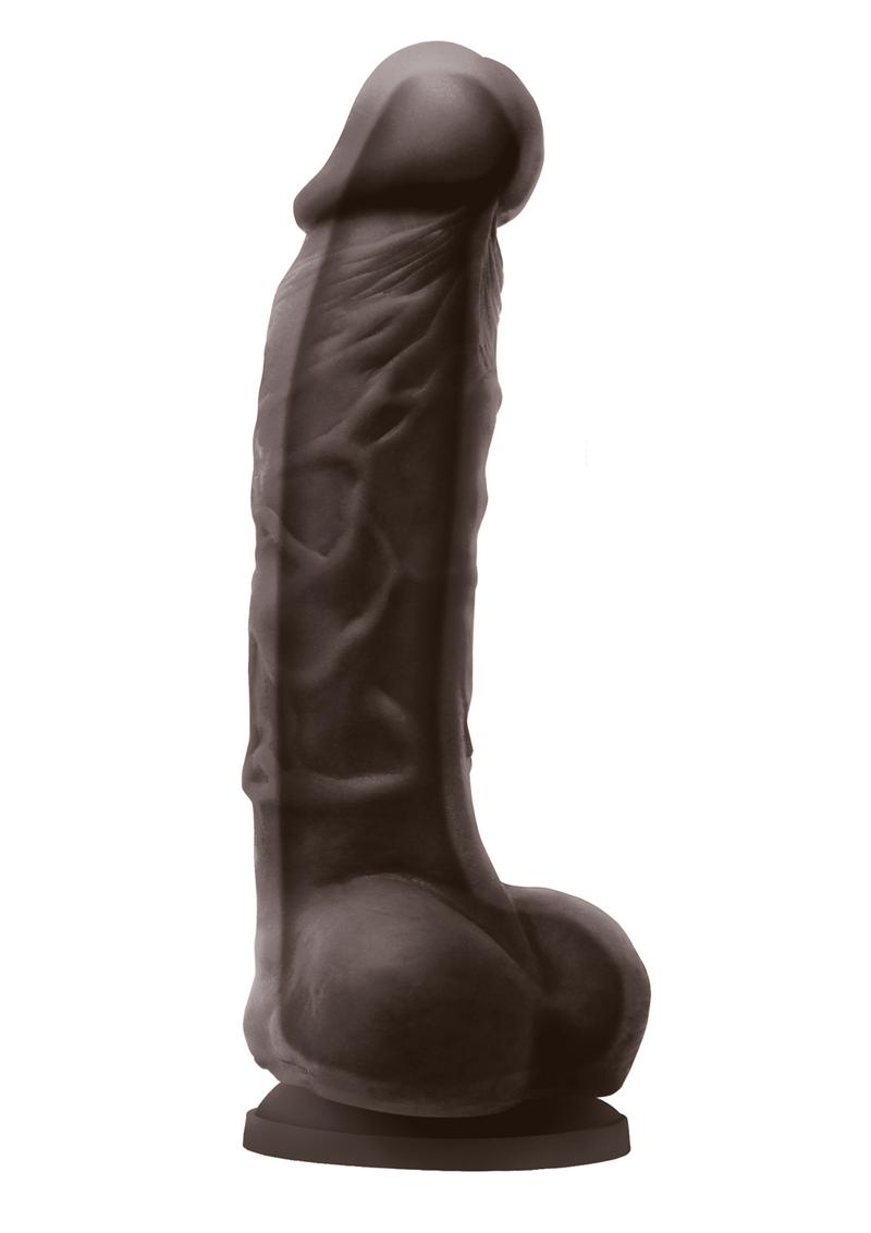 Colours Dual Density 5In Silicone Suction Cup Dildo With Balls - Chocolate