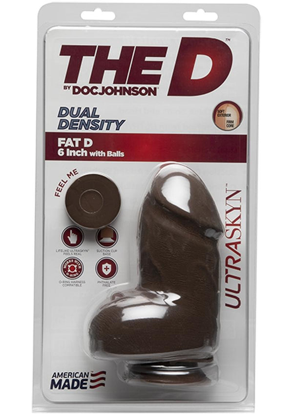 The D Fat D Ultraskyn Dildo With Balls 6In - Chocolate