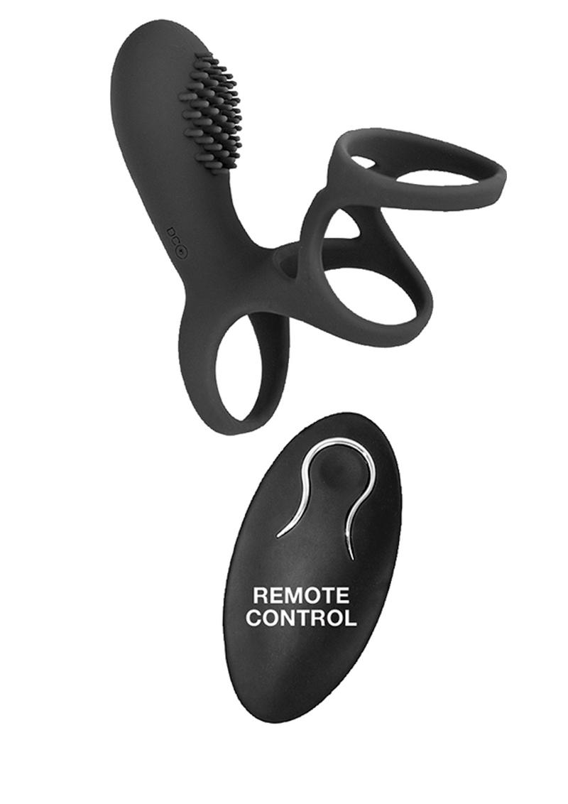 Commander Vibrating Clitoral Stimulating Cock Cag With Remote Control - Black