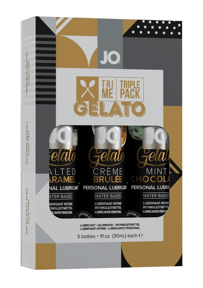 Jo Tri Me Triple Pack Gelato 3 Each 1 Ounce Bottles Salted Carmel,Creme Brulee And Mint Chocolate