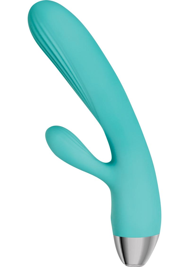 Adam & Eve Eve'S Rechargeable Pulsating Dual Massager Waterproof Teal 8 Inches