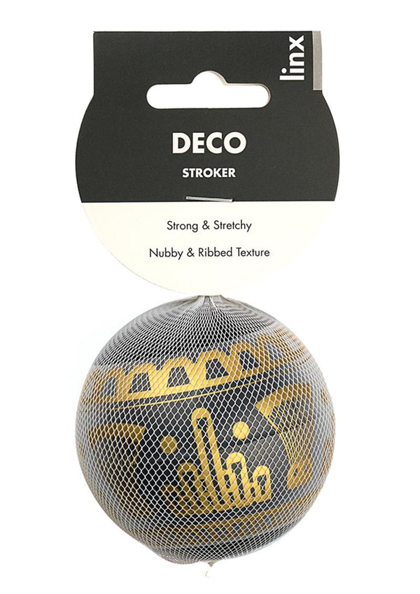 Linx Deco Stroker Ball Masturbator Nubby & Ribbed Textured Waterproof Black