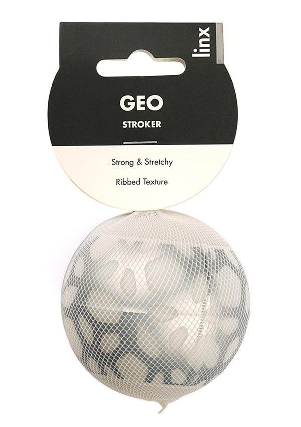 Linx Geo Stroker Ball Masturbator Ribbed Textured Waterproof Clear