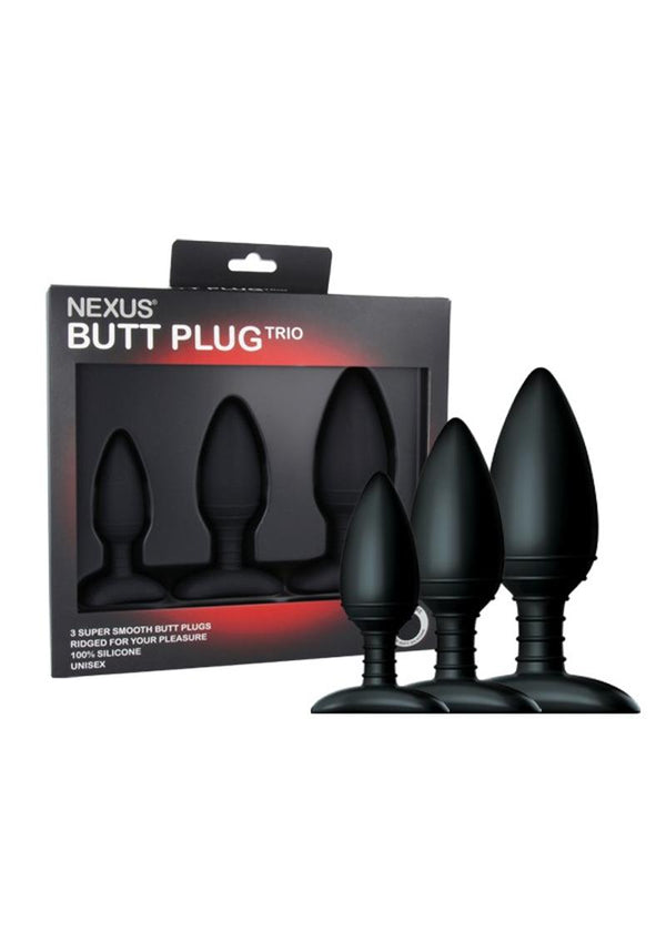 Nexus Butt Plug Trio Silicone Butt Plugs (3 Pieces) - Black