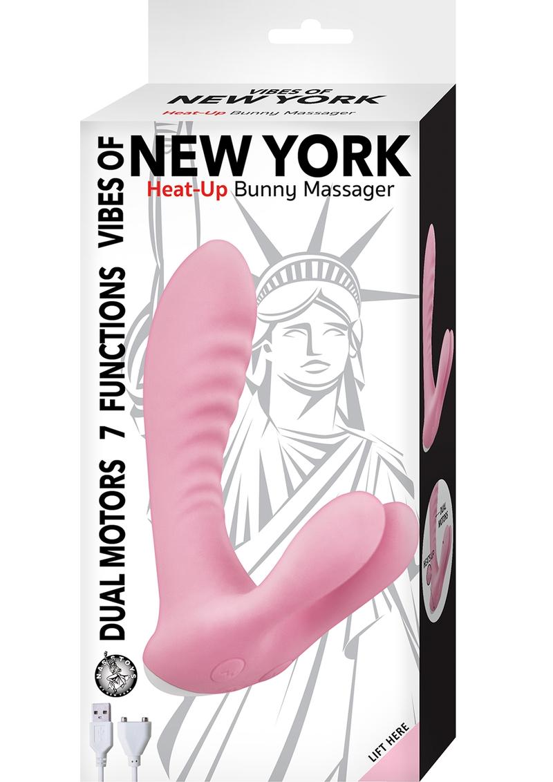 Vibes Of New York Heat Up Bunny Massager Magnetic Usb Charging Dual Motors Clit Stimulation Pink