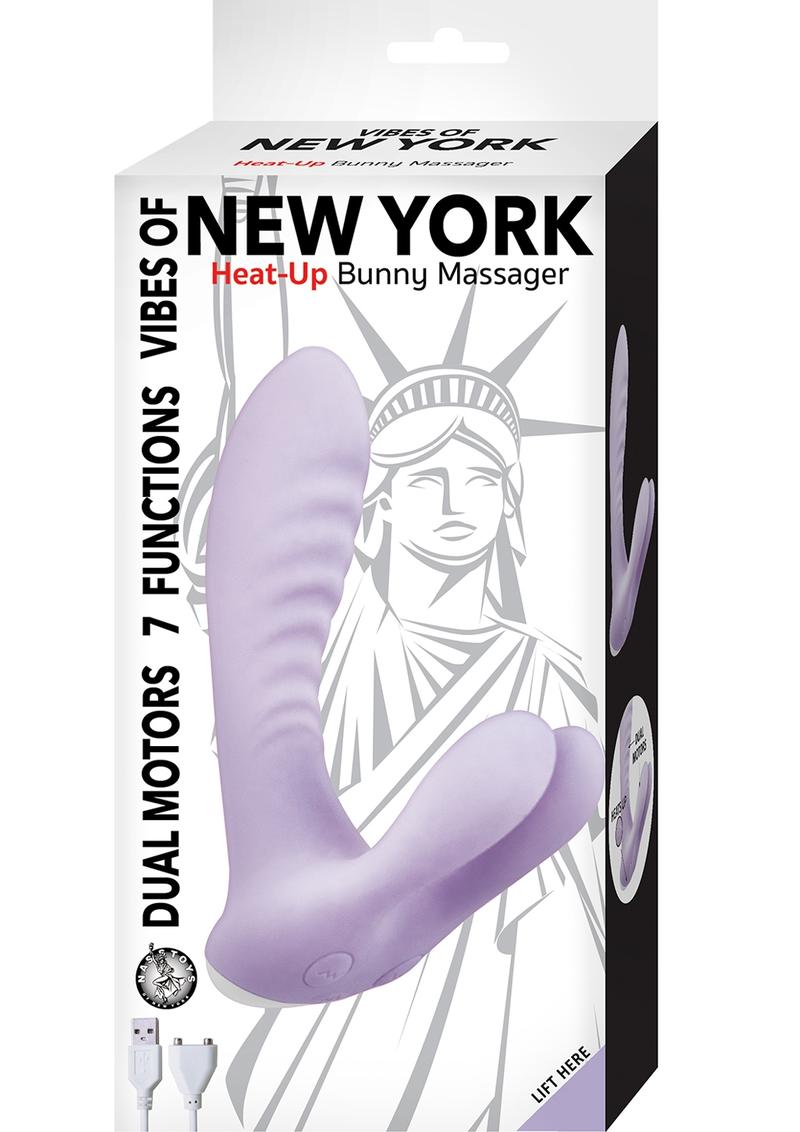Vibes Of New York Heat Up Bunny Massager Magnetic Usb Charging Dual Motors Clit Stimuation Purple