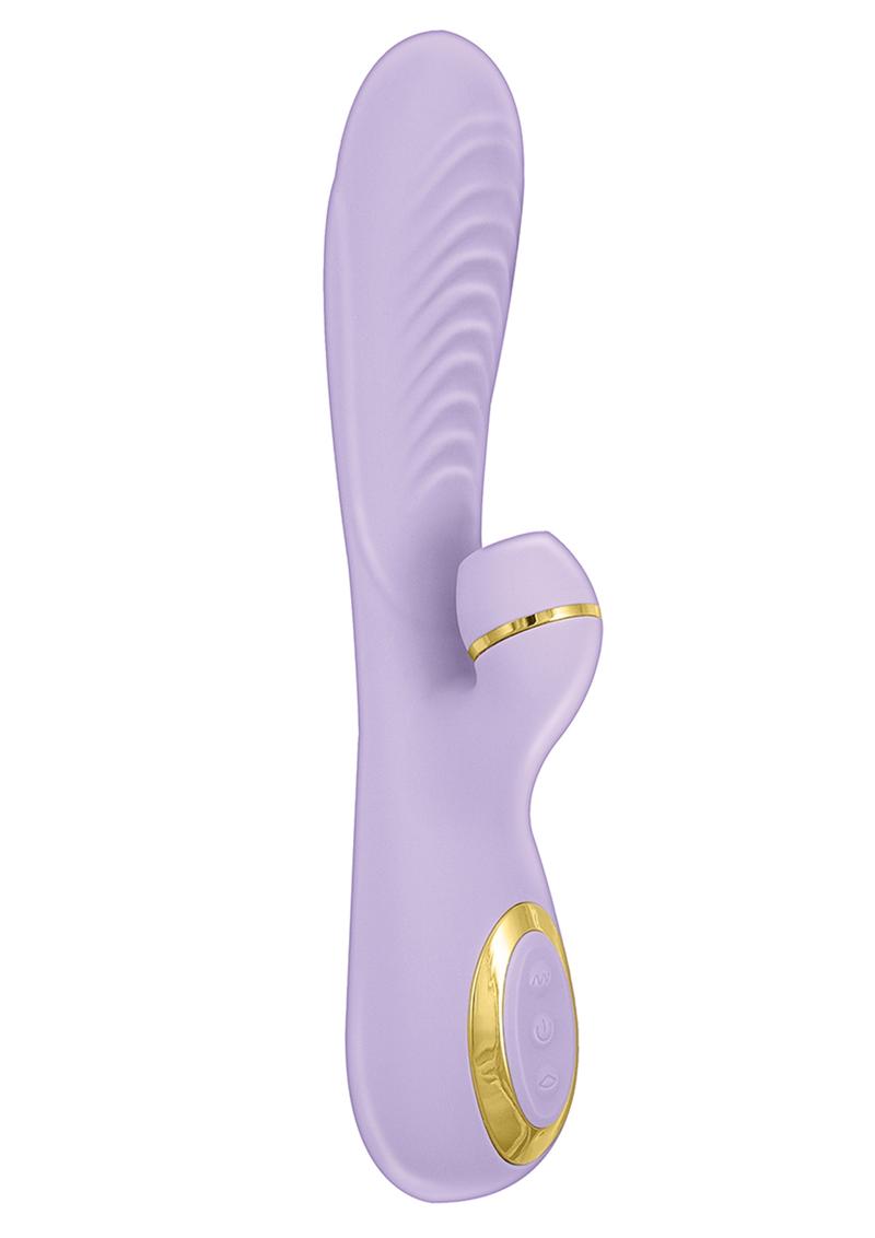 Vibes Of New York Ribbed Suction Massager Dual Vibrating Clitoral Stimulation Rechargeable Purple