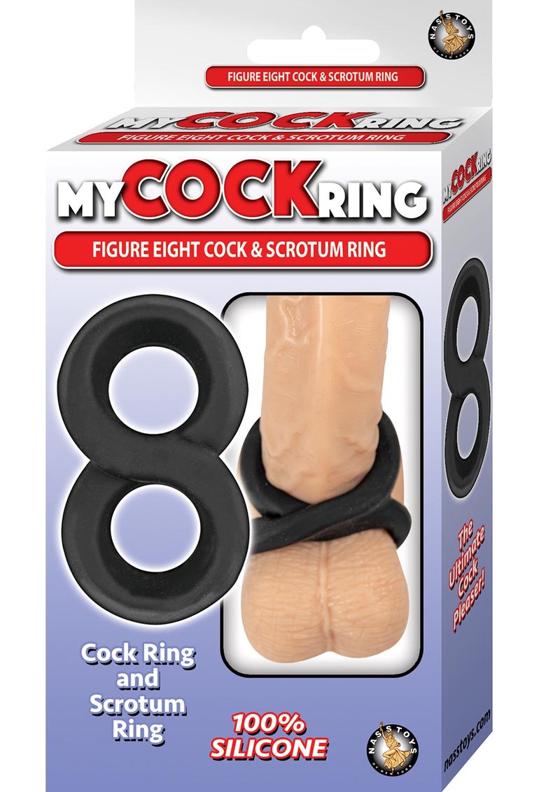 My Cockring Figure Eight Cock & Scrotum Ring Silicone Black