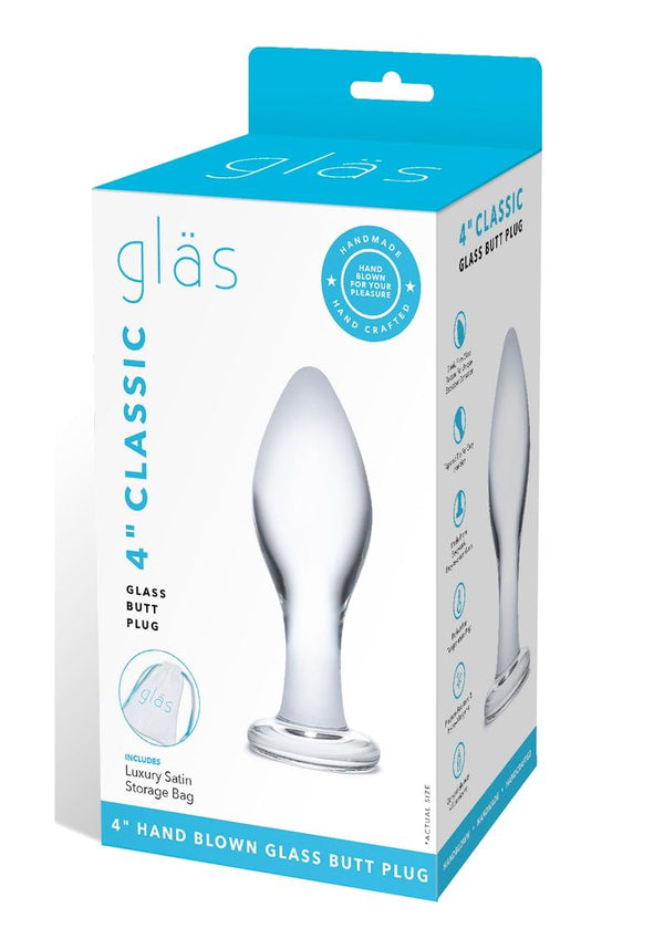 Glas Classic Glass Butt Plug 4 Inches Clear