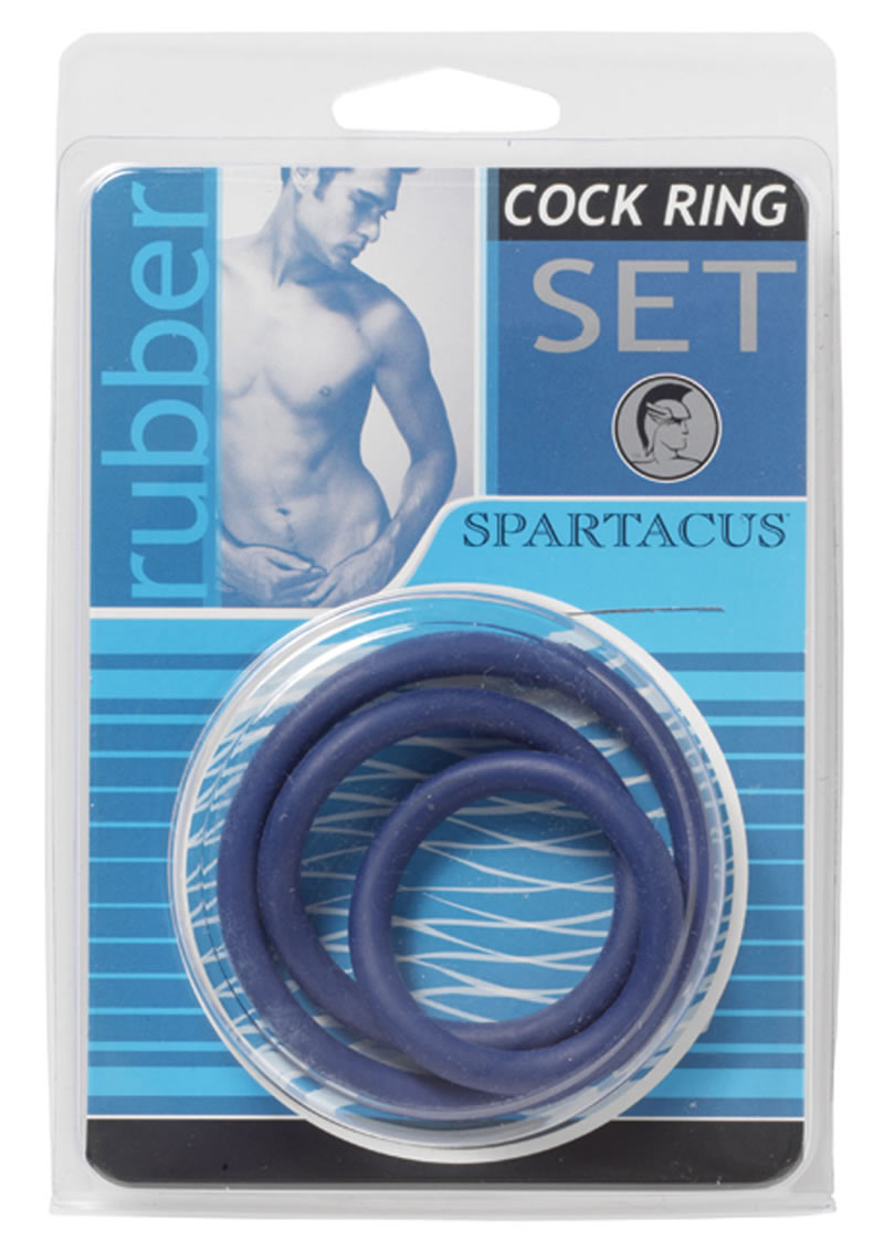 Rubber Cock Ring Set 3 Sizes Per Pack Blue