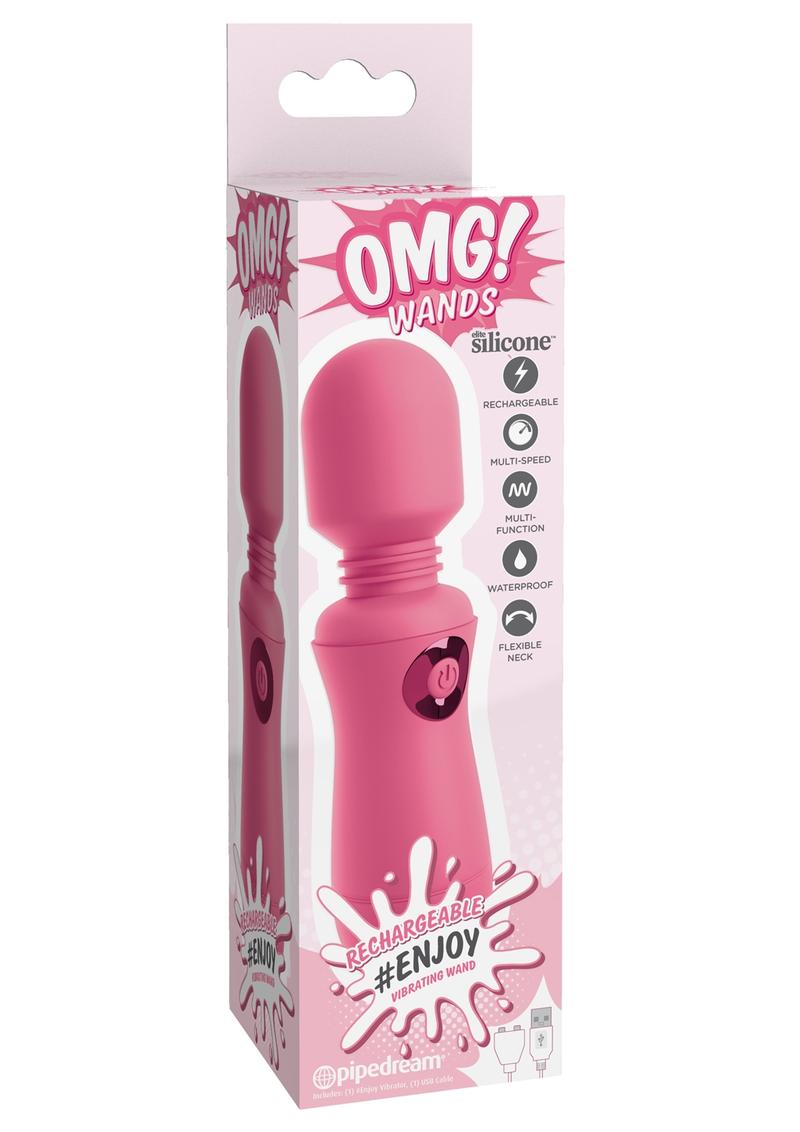 Omg Wands Enjoy Rechargeable Mulrti Speed Vibrating Massager Silicone Waterproof Pink
