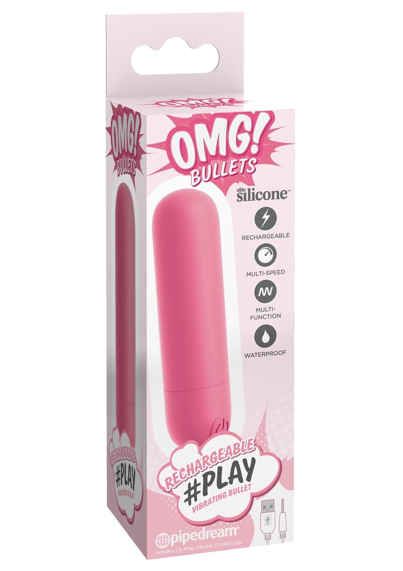 Omg Bullet Play Rechargeable Multi Speed Silicone Vibrating Bullet Waterproof Pink