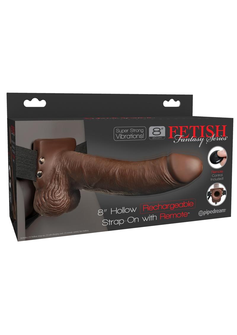 Fetish Fantasy Rechargeable Hollow Strap-on With Remote 8 inches Brown