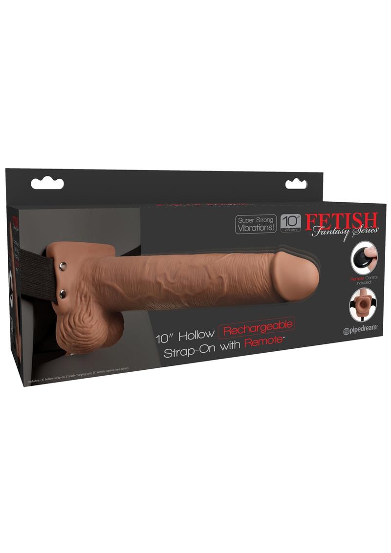 Fetish Fantasy Rechargeable Hollow Strap-on With Remote 10 inches Tan