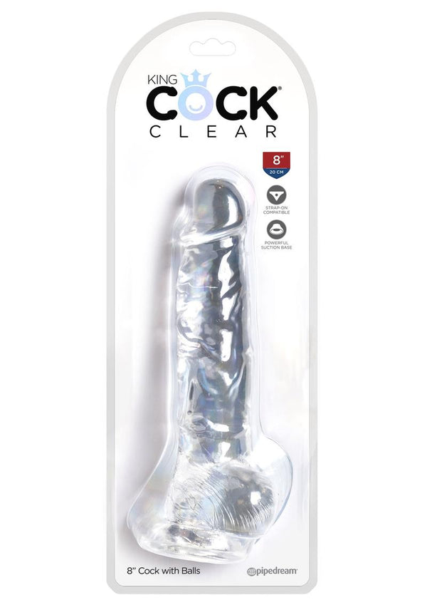 King Cock Clear 8 inch  With Balls Dildo Non Vibrating