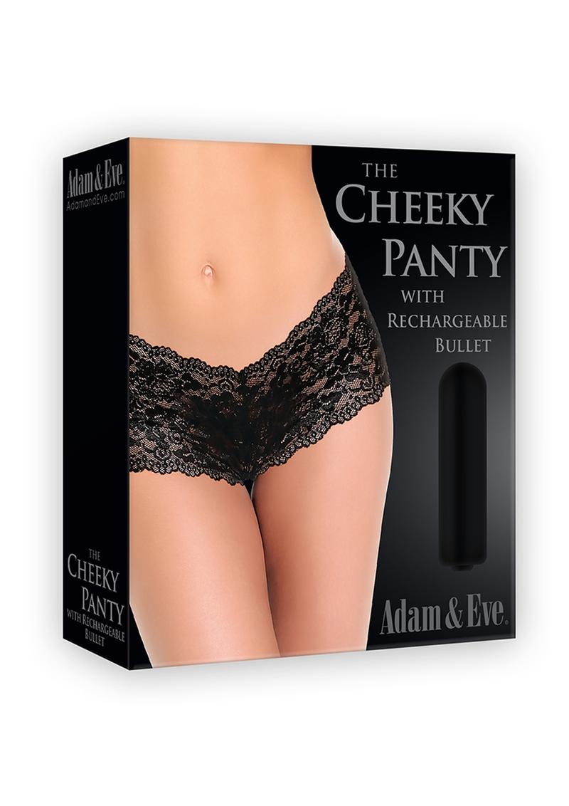 Adam & Eve Cheeky Panty With Rechargeable Bullet Waterproof  Black