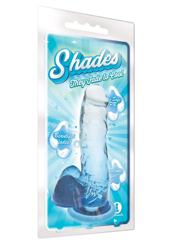 Shades Gradient 7 Inch Realistic Jelly Dong Non Vibrating Harness Compatible Clear/Blue