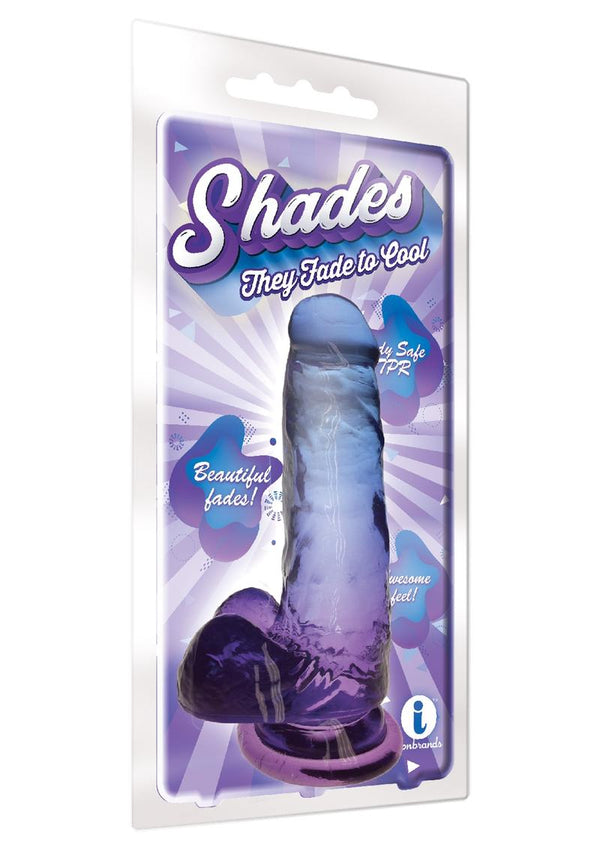 Shades Gradient 7 Inch Realistic Jelly Dong Non Vibrating Harness Compatible Blue/Purple