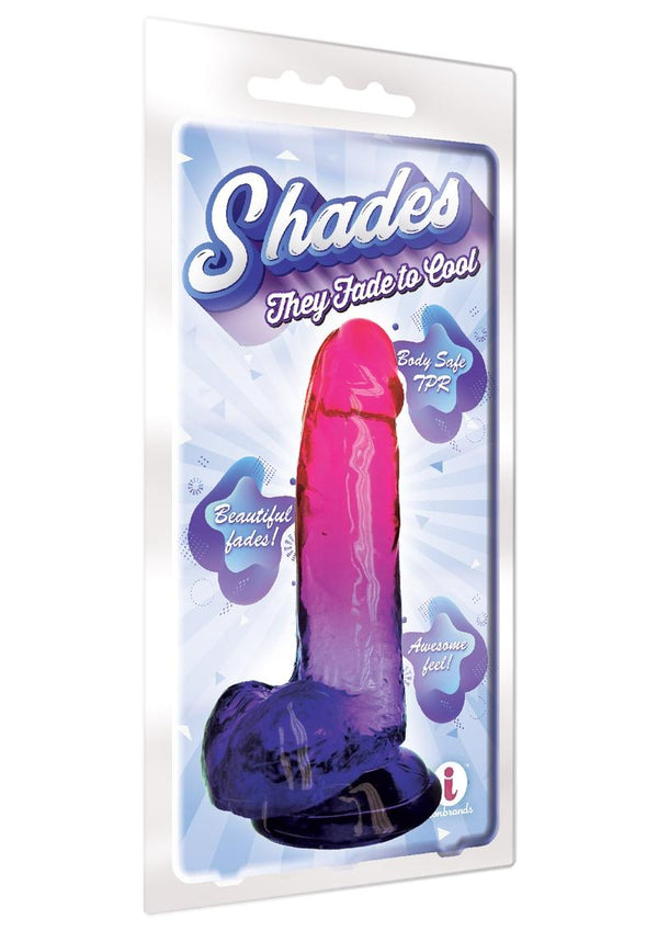 Shades Gradient 8 Inch Realistic Jelly Dong Non Vibrating Harness Compatible Pink/Purple