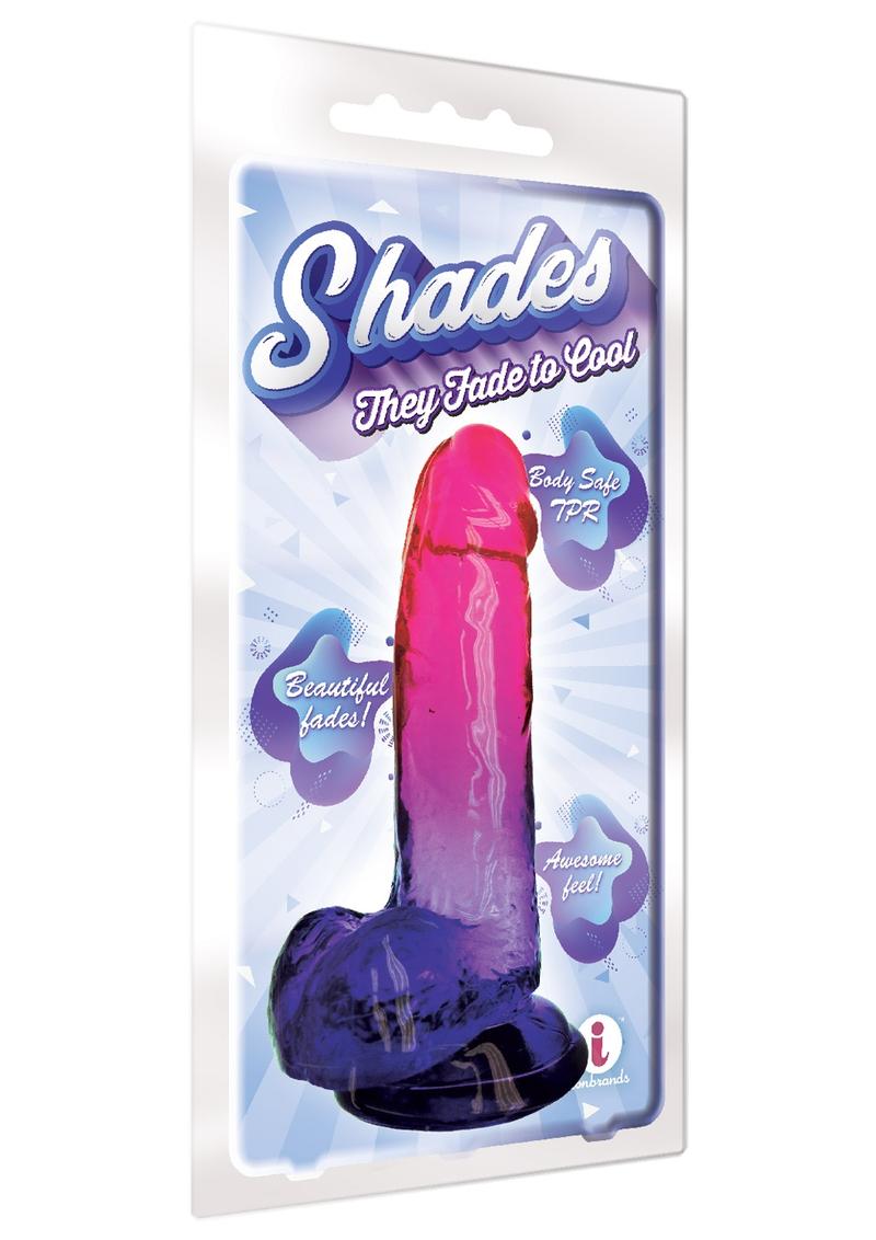 Shades Gradient 8 Inch Realistic Jelly Dong Non Vibrating Harness Compatible Pink/Purple