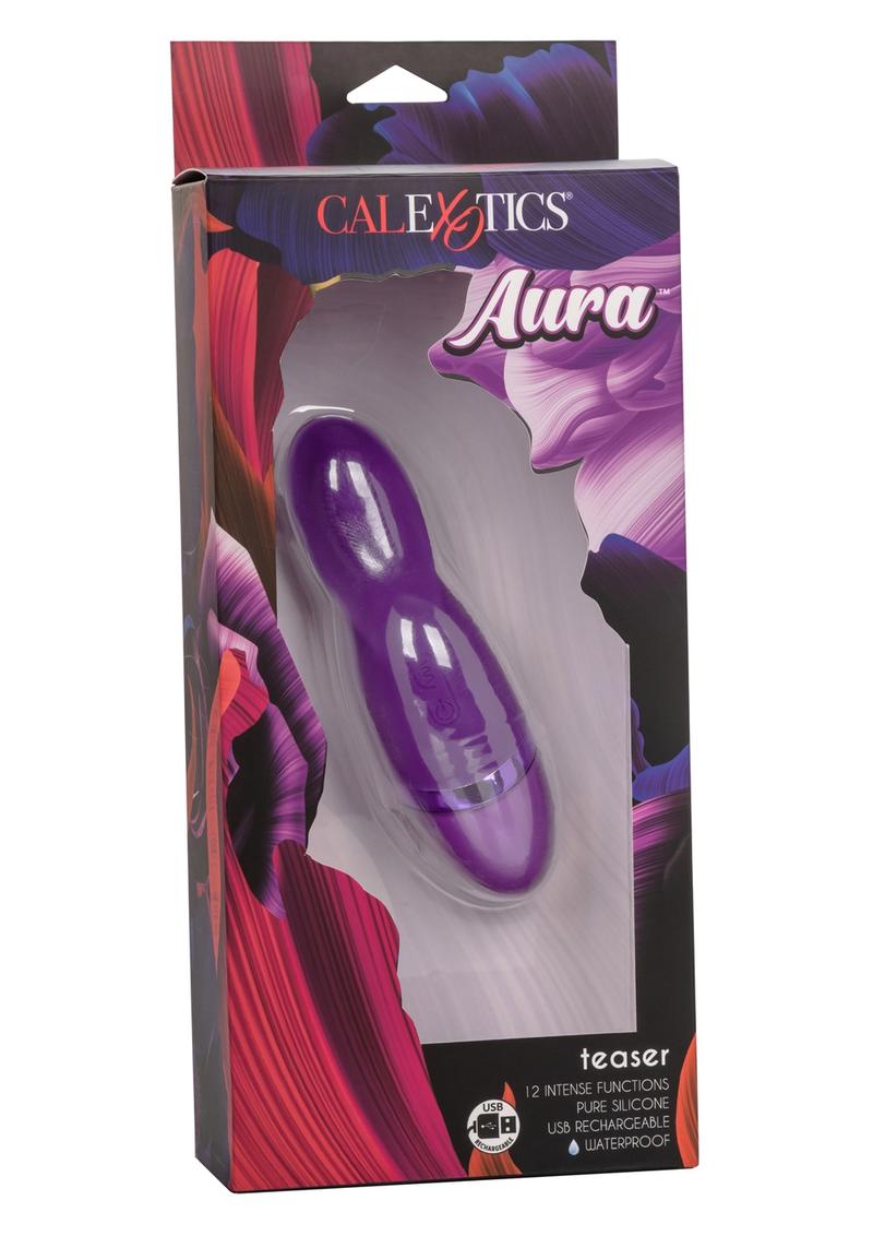Aura Teaser Multi Function Vibrator Silicone Usb Rechargeable Waterproof Purple