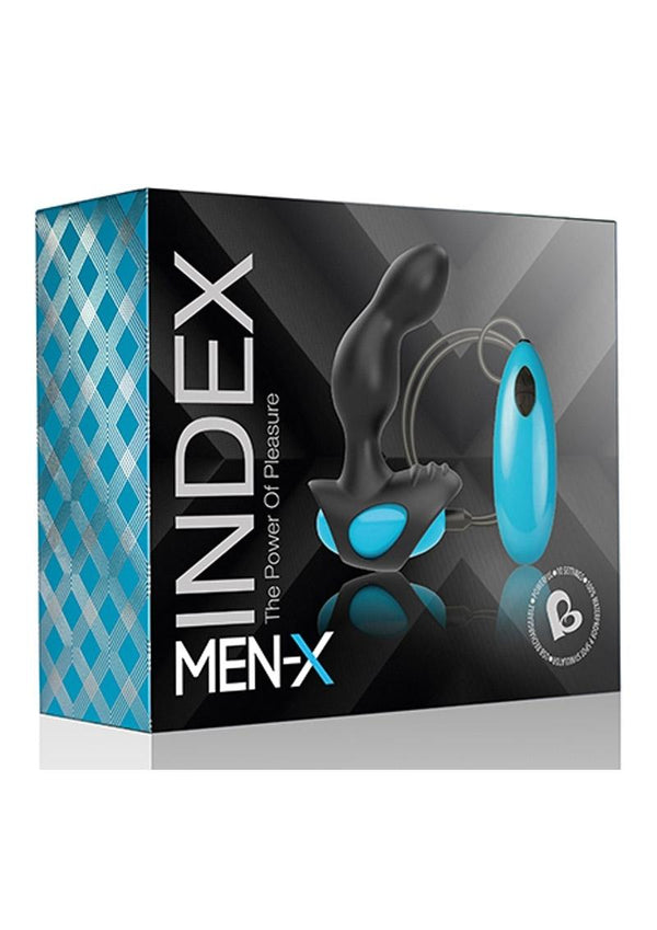 Men-X Index -Prostate Stimulator Waterproof Usb Magnetic Charge Multi Function  Blue/Black