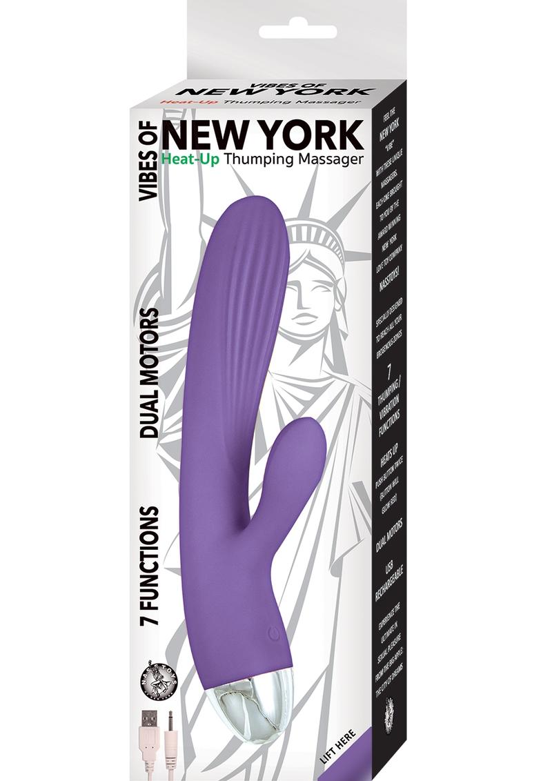 Vibes Of New York Heat Up Thumping Massager Multi Vibration Clit Stimulation Usb Rechargeable Purple